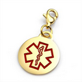 3/4" Gold Stainless Medical Alert Round Charm